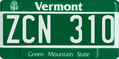 VT license plate ZCN310