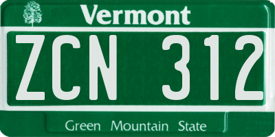 VT license plate ZCN312