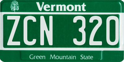 VT license plate ZCN320
