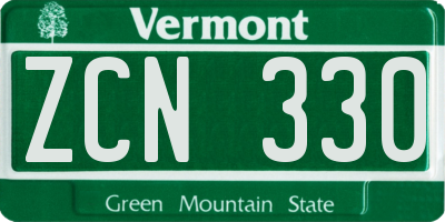 VT license plate ZCN330