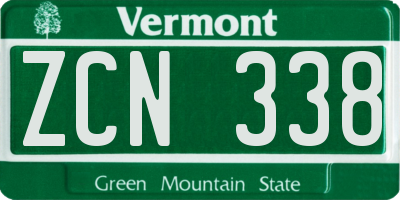 VT license plate ZCN338