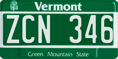 VT license plate ZCN346