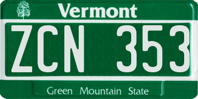 VT license plate ZCN353