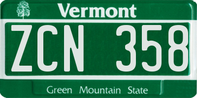 VT license plate ZCN358