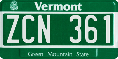 VT license plate ZCN361
