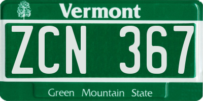 VT license plate ZCN367