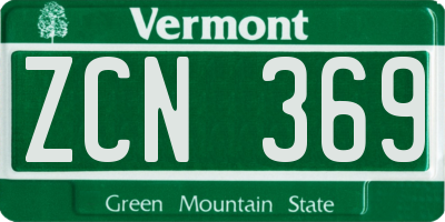 VT license plate ZCN369