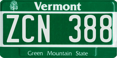 VT license plate ZCN388