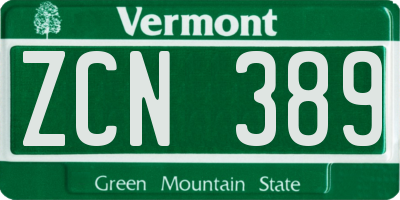 VT license plate ZCN389