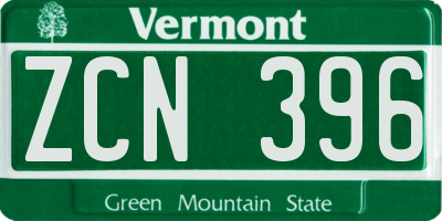 VT license plate ZCN396