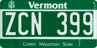VT license plate ZCN399