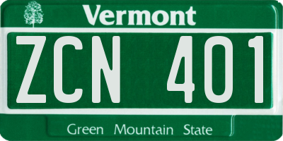 VT license plate ZCN401