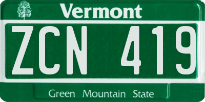 VT license plate ZCN419