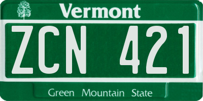 VT license plate ZCN421