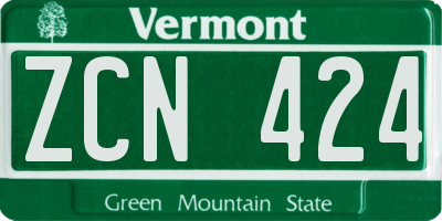 VT license plate ZCN424