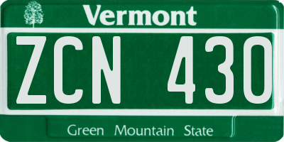 VT license plate ZCN430