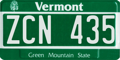 VT license plate ZCN435