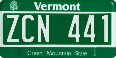 VT license plate ZCN441
