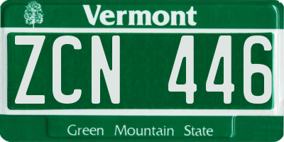 VT license plate ZCN446