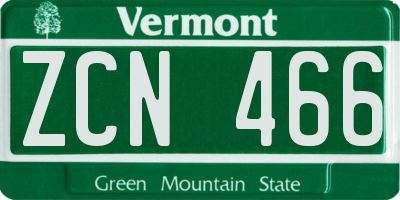 VT license plate ZCN466