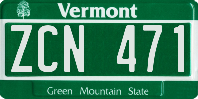 VT license plate ZCN471