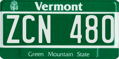 VT license plate ZCN480