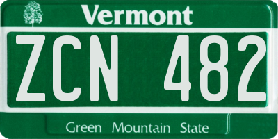 VT license plate ZCN482