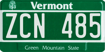 VT license plate ZCN485