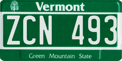VT license plate ZCN493