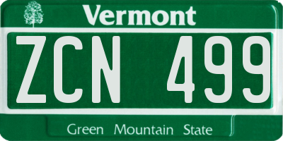 VT license plate ZCN499