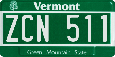VT license plate ZCN511