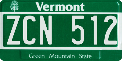 VT license plate ZCN512