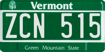 VT license plate ZCN515