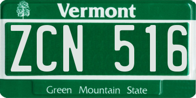 VT license plate ZCN516