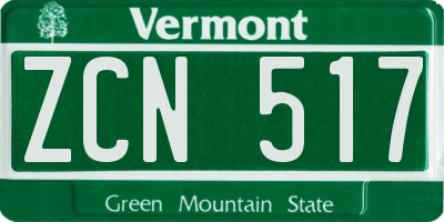 VT license plate ZCN517