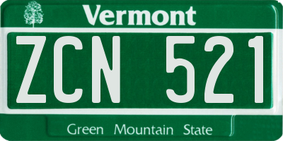 VT license plate ZCN521