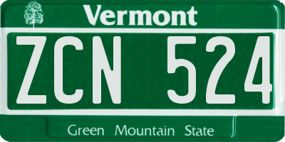 VT license plate ZCN524