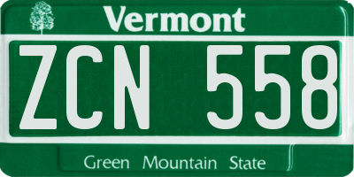 VT license plate ZCN558