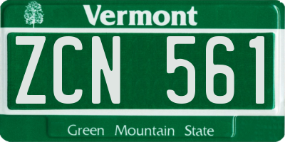 VT license plate ZCN561