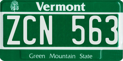 VT license plate ZCN563