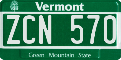 VT license plate ZCN570