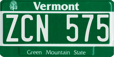 VT license plate ZCN575