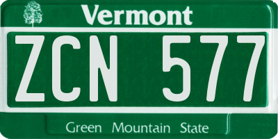 VT license plate ZCN577