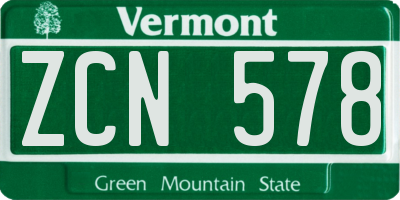 VT license plate ZCN578
