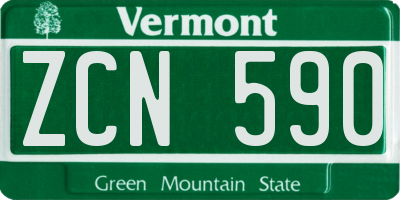 VT license plate ZCN590