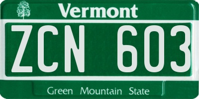 VT license plate ZCN603