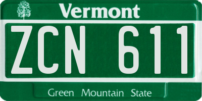 VT license plate ZCN611