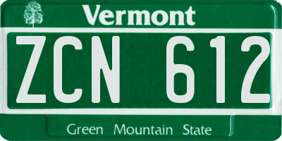 VT license plate ZCN612