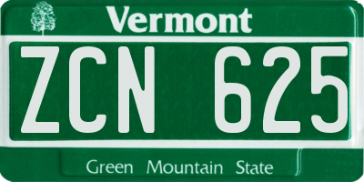VT license plate ZCN625