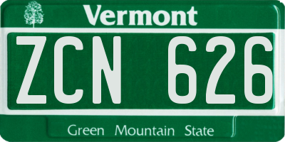 VT license plate ZCN626